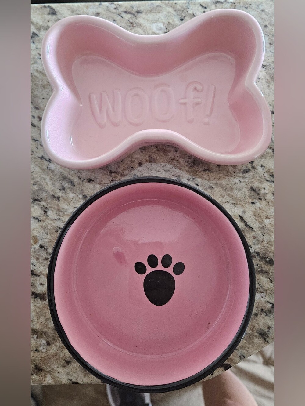 Pink Ceramic Dog Bowl Bundle: Top Paw & Blue Harbor Collection